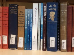 Crossing Swords on reference shelf at Mary Baker Eddy Library