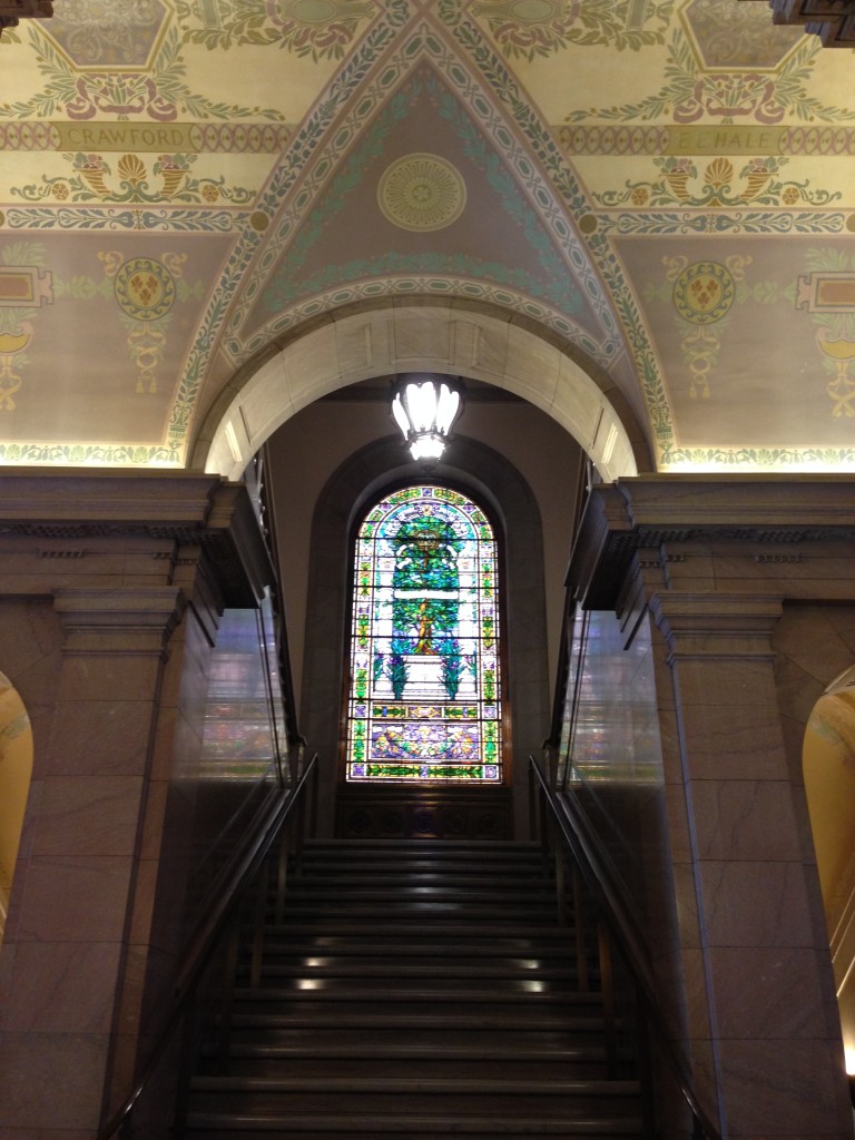 The stairway to Special Collections on the Third Floor